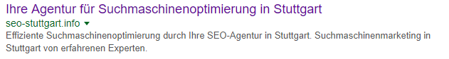Snippet unserer SEO-Agentur in Stuttgart